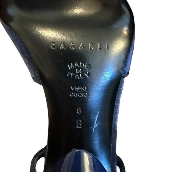 Casadei suede navy blue heel in size 8 - Picture 7 of 11
